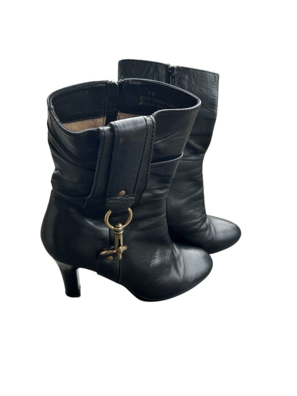 Coach Touree Black Leather Heeled Calf Boots Size 7B